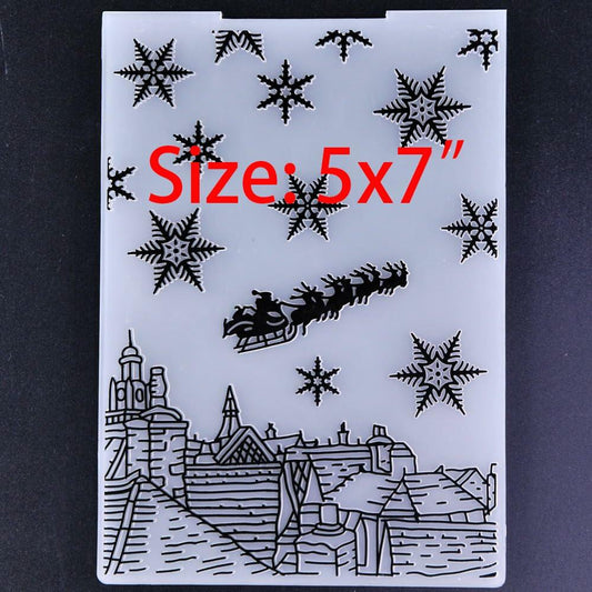 KWELLAM Christmas Snowflake Sled Plastic Embossing Folder 3100807