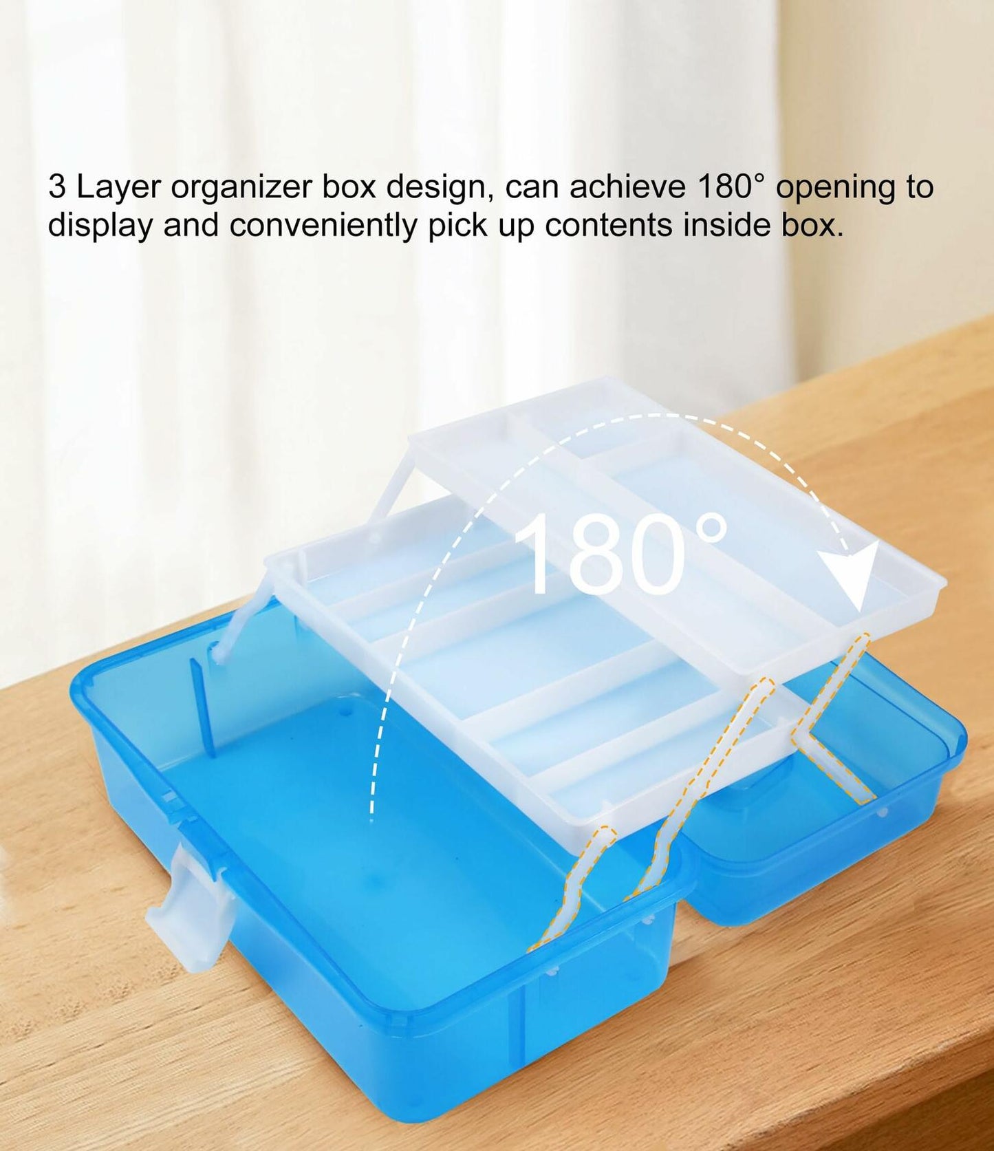 Qudqju 3-Layer Small Tackle Box Organizer with Handle Blue