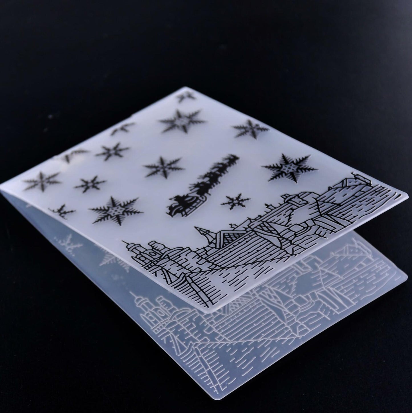 KWELLAM Christmas Snowflake Sled Plastic Embossing Folder 3100807