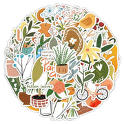 riduk 124Pcs Boho Floral Vinyl Waterproof Stickers for Journaling DIY Decor