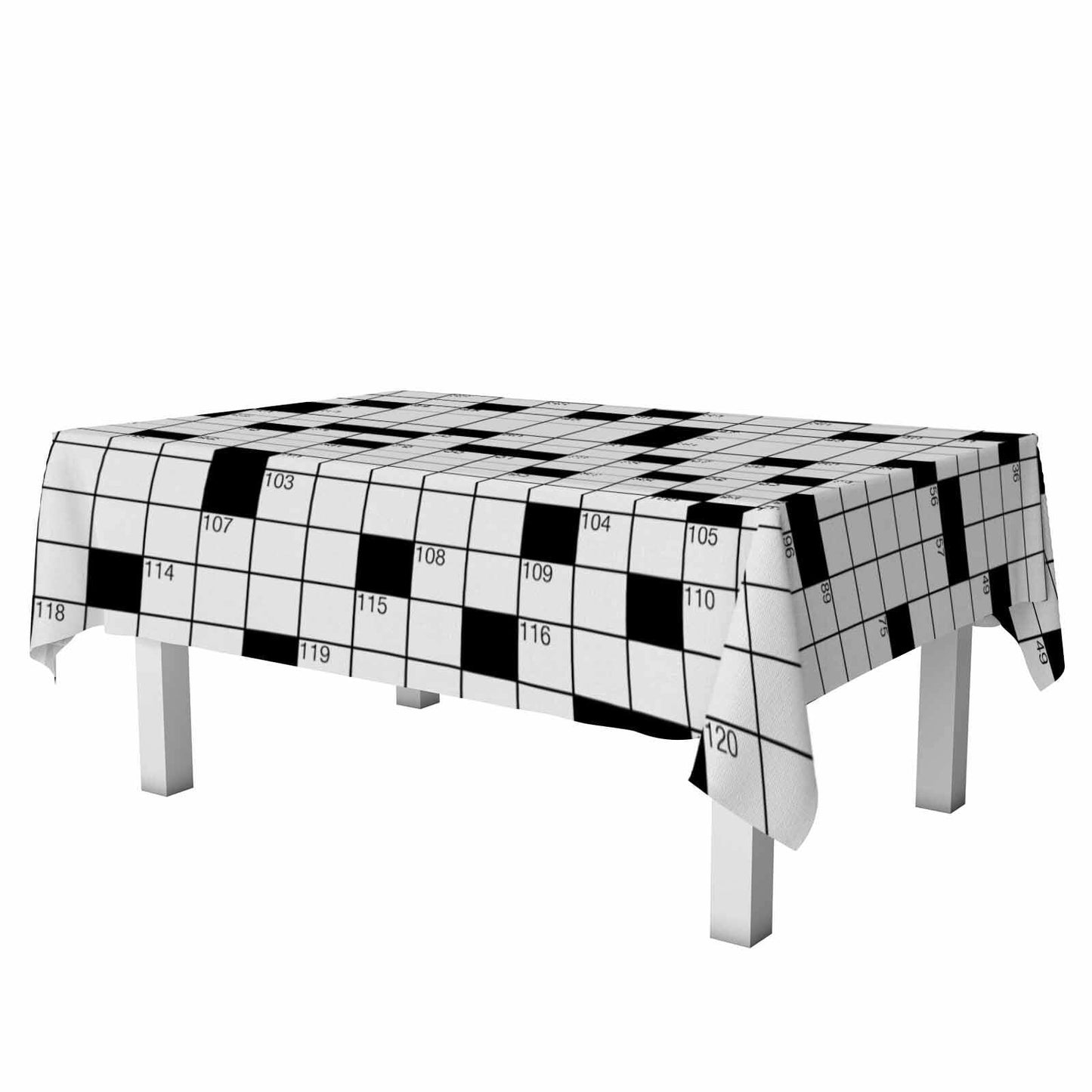 NOHSHE Crossword Puzzle Table Cloth Black White Waterproof 52x70
