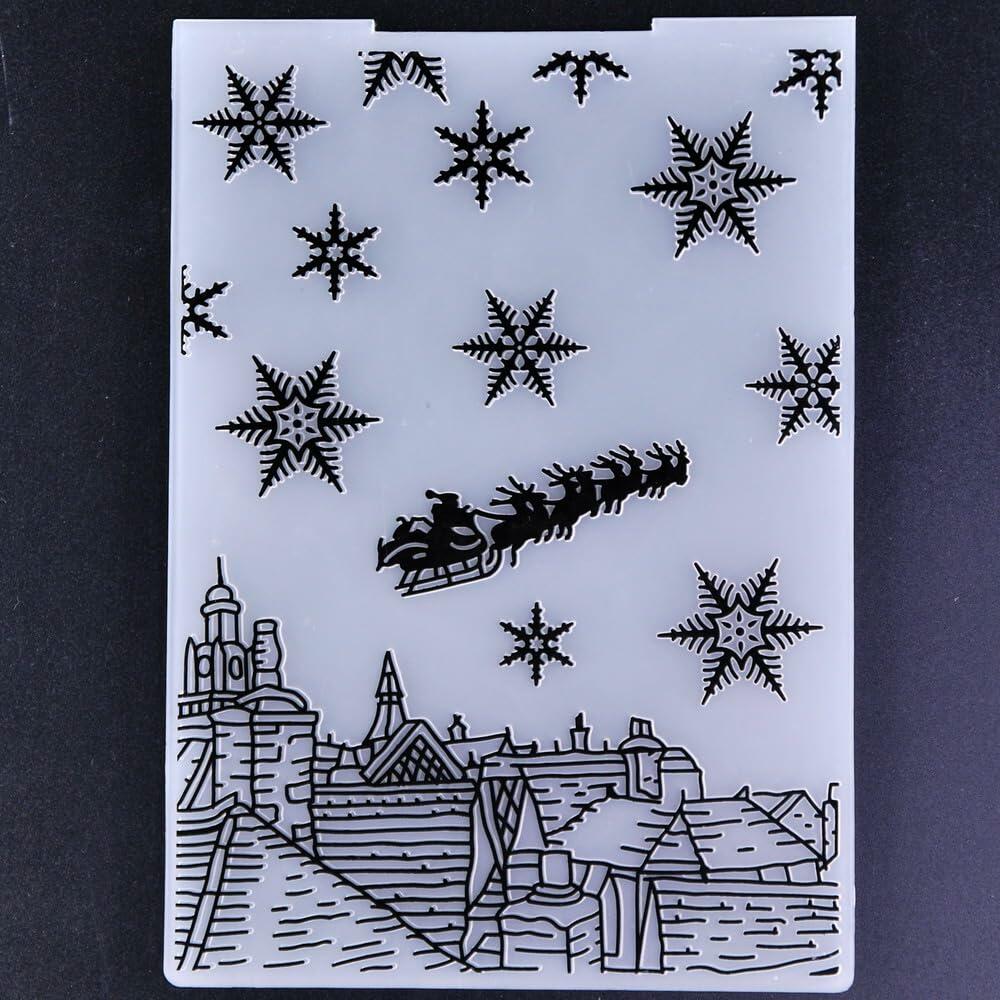 KWELLAM Christmas Snowflake Sled Plastic Embossing Folder 3100807
