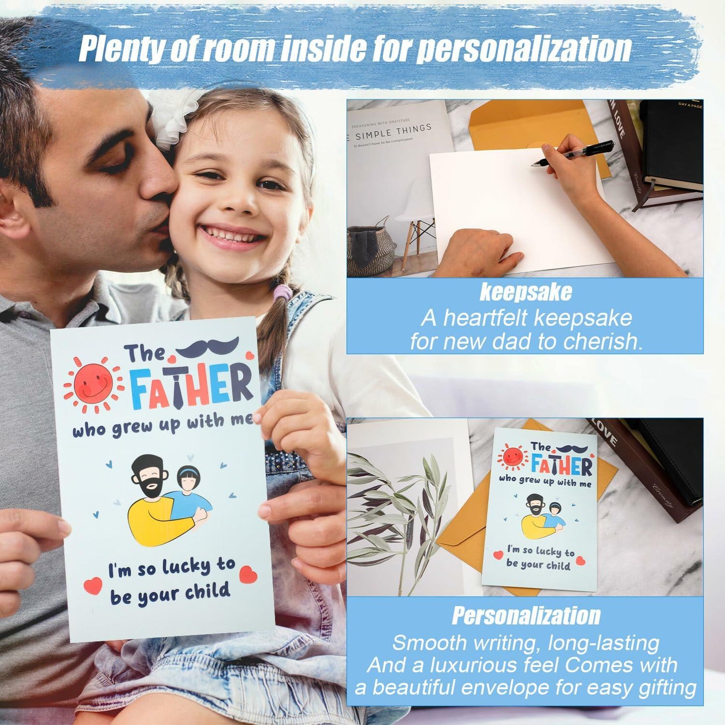 NQEUEPN New Dad 1st Birthday Card with Envelope Multicolor Father's Day Gift