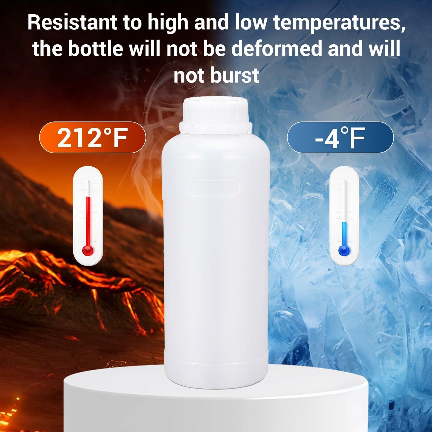 ASEVAT 33.8oz Plastic Reagent Bottle HDPE Wide Mouth Screw Cap 2Pcs