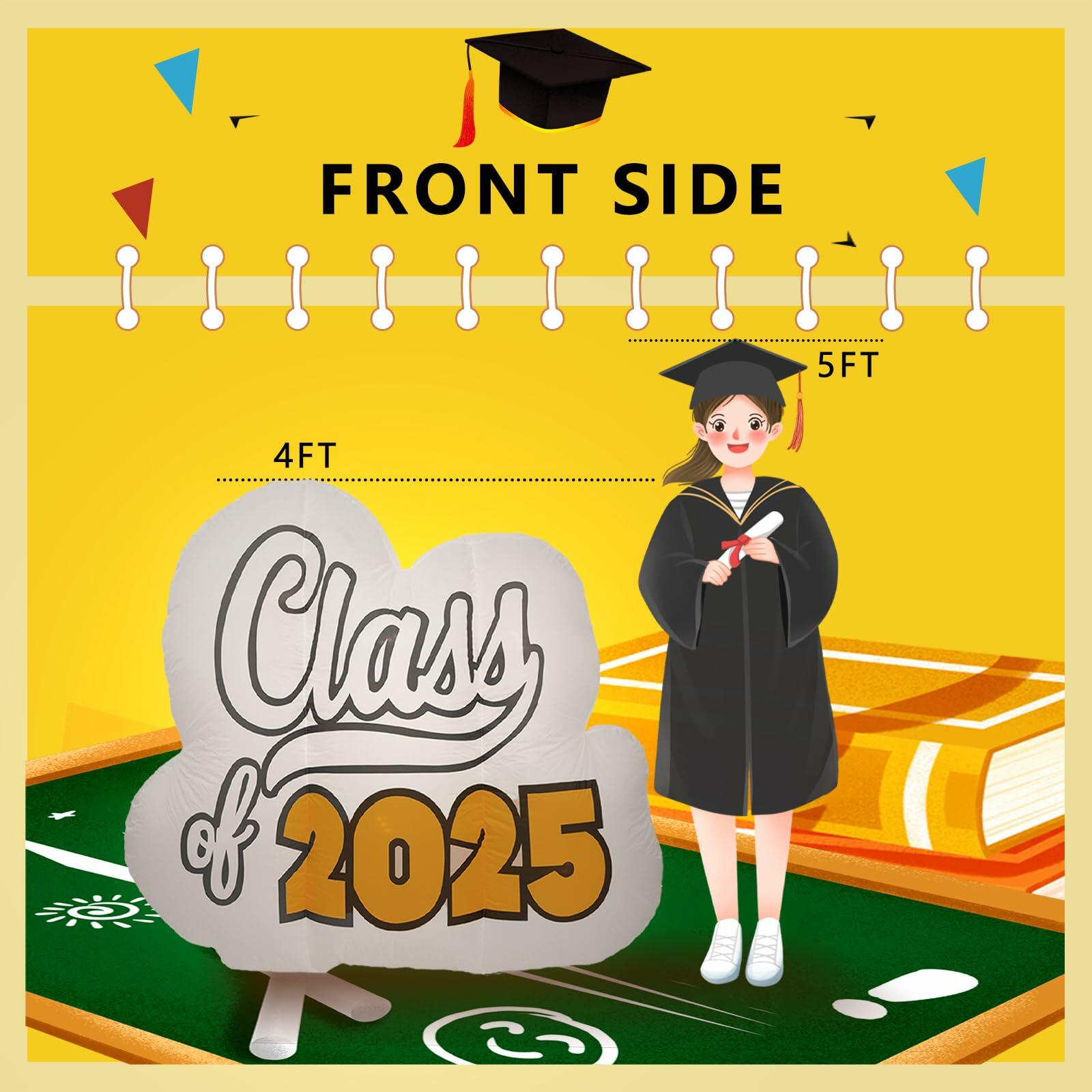 InfleasJoiy 4FT Graduation Inflatable Street Sign LED White Outdoor Decor