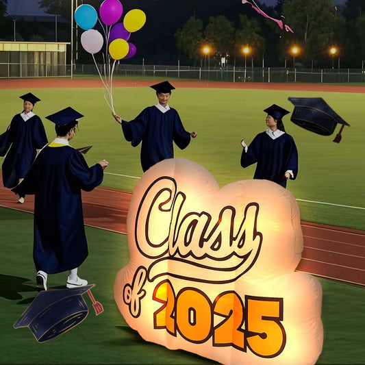 InfleasJoiy 4FT Graduation Inflatable Street Sign LED White Outdoor Decor