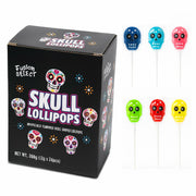 BestBy06/27 Fusion Select Sugar Skull Lollipops 24 Pc Colorful Halloween Candy