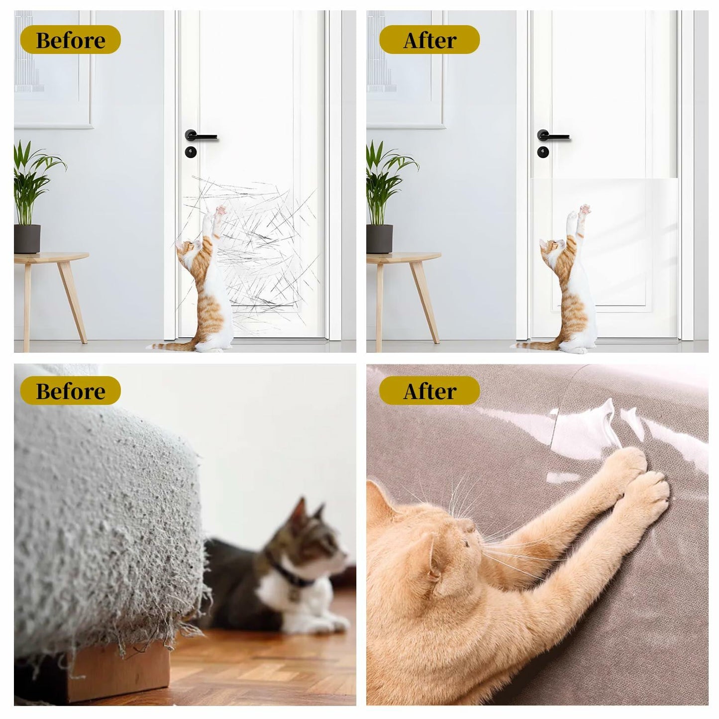 SENONAPO Cat Scratch Furniture Protector 196x17in Clear Self-Adhesive Tape