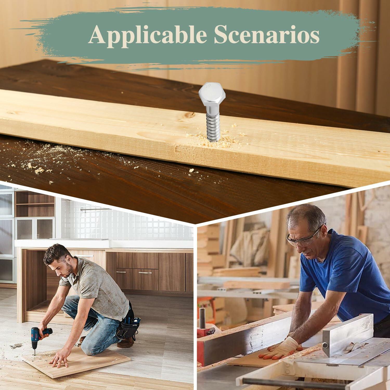 GOHODOMINO 5/16"x3" Hex Head Lag Screws Stainless Steel 304 20Pcs