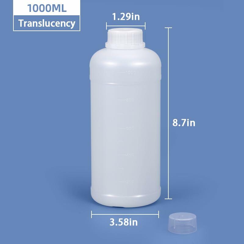 ASEVAT 33.8oz Plastic Reagent Bottle HDPE Wide Mouth Screw Cap 2Pcs