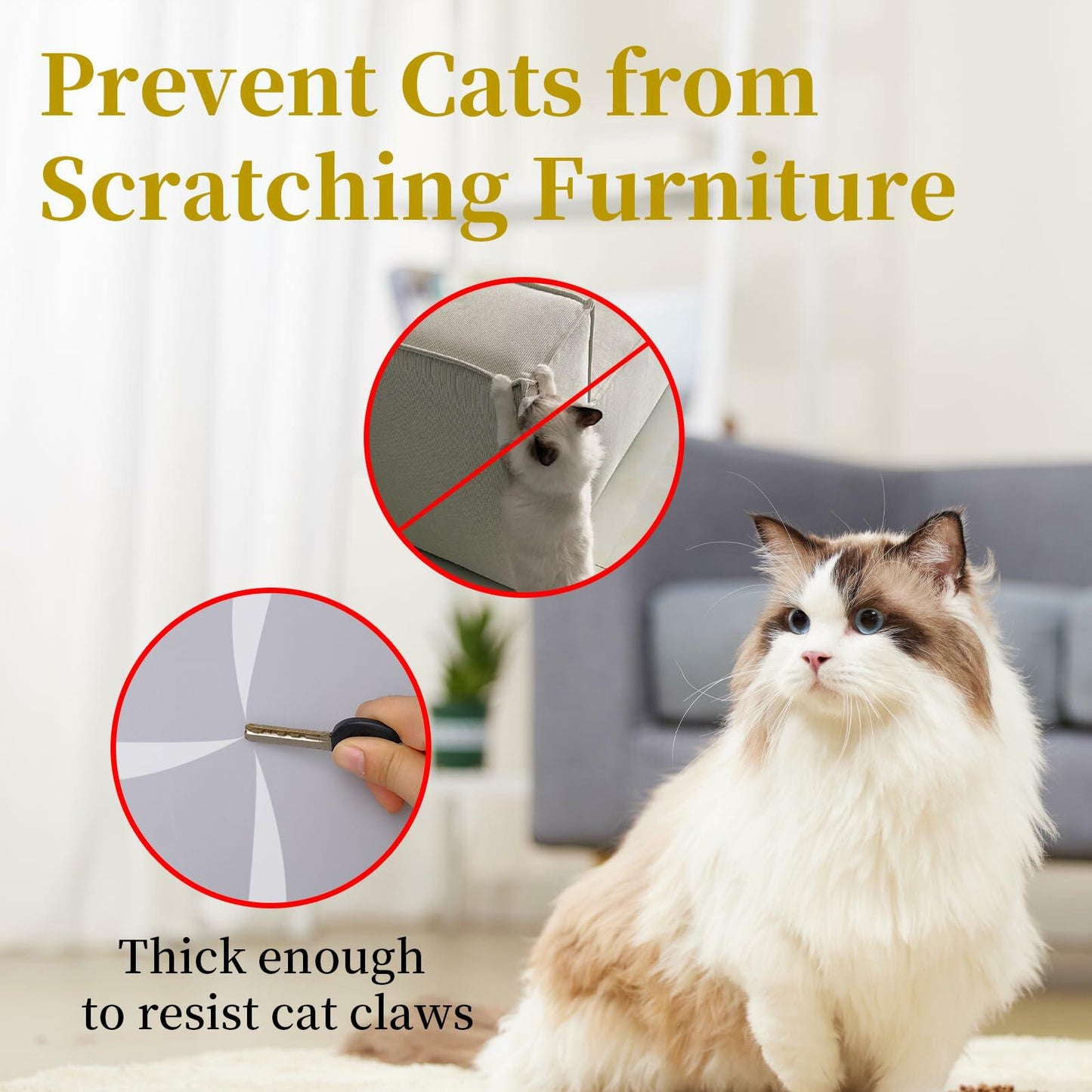 SENONAPO Cat Scratch Furniture Protector 196x17in Clear Self-Adhesive Tape