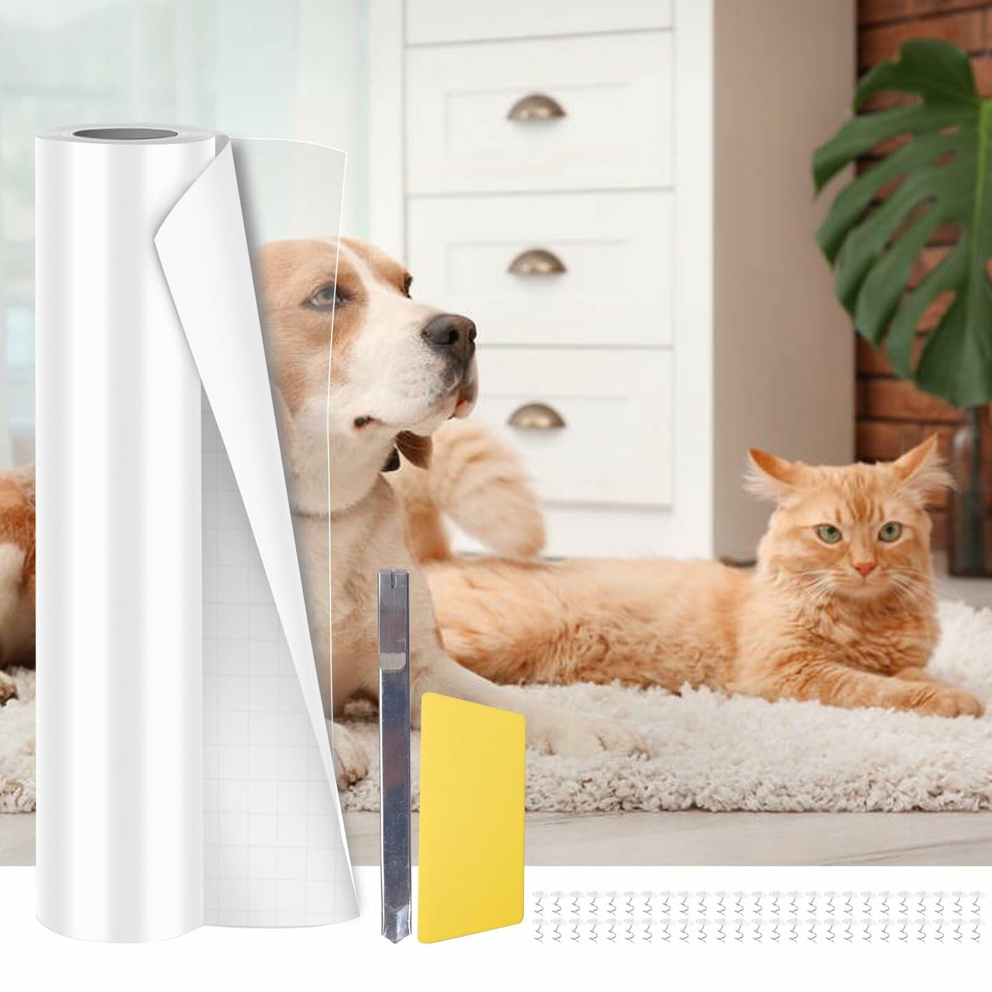 SENONAPO Cat Scratch Furniture Protector 196x17in Clear Self-Adhesive Tape