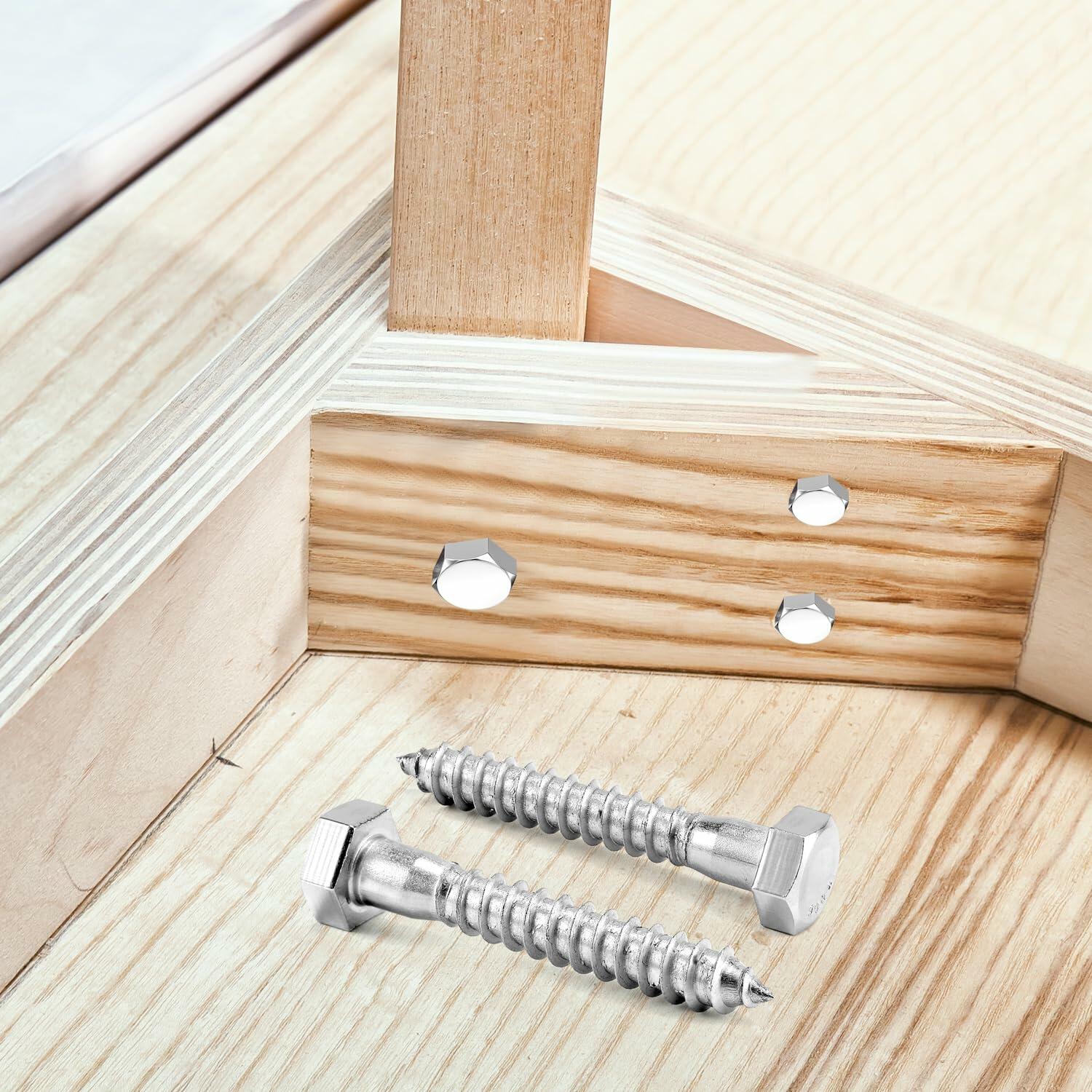 GOHODOMINO 5/16"x3" Hex Head Lag Screws Stainless Steel 304 20Pcs