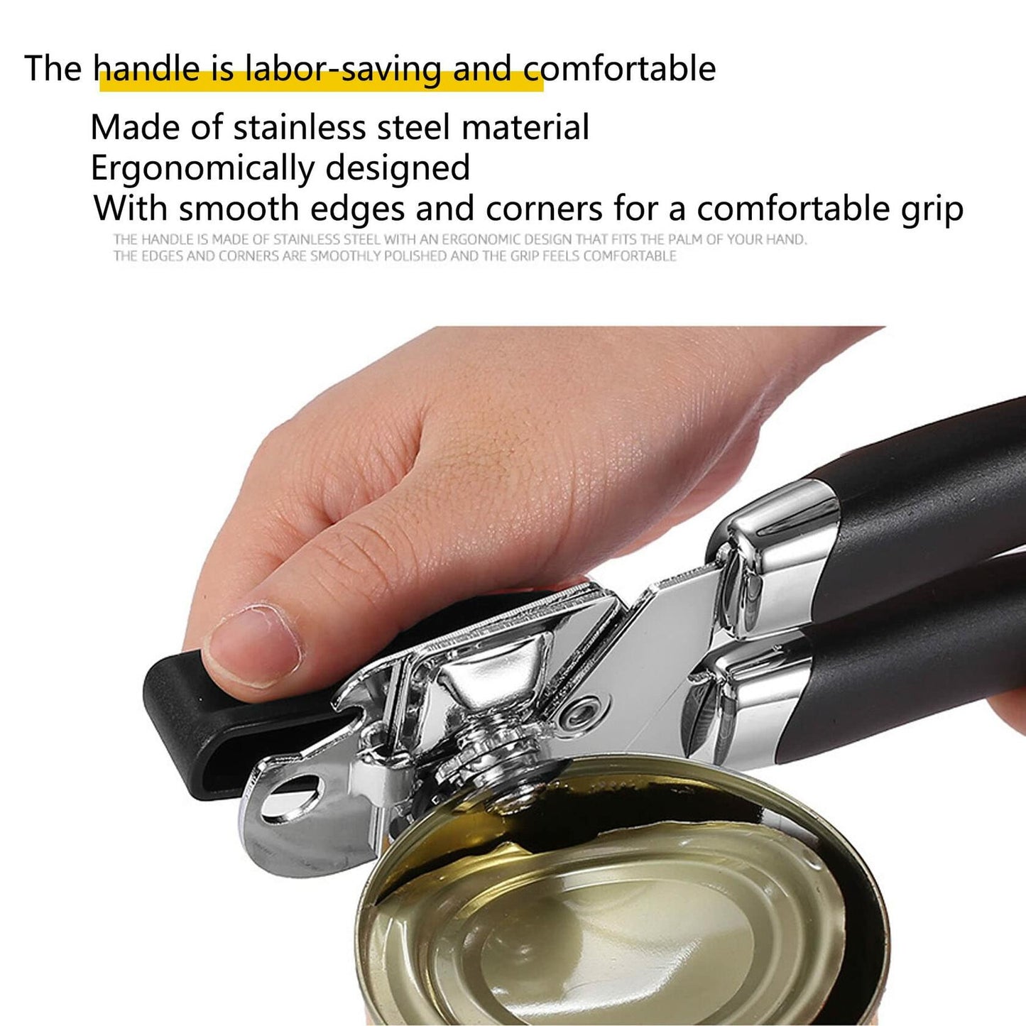 Can Opener Manual with Magnet Sharp Blade Smooth Edge Effort-Saving Knob Red