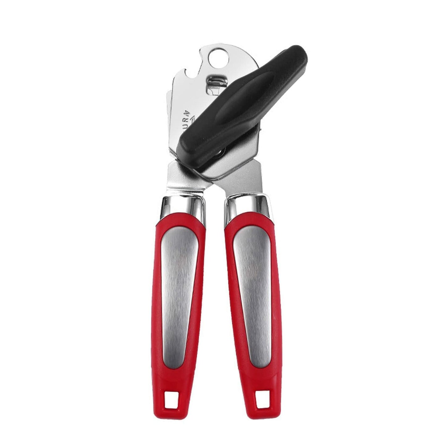 Can Opener Manual with Magnet Sharp Blade Smooth Edge Effort-Saving Knob Red