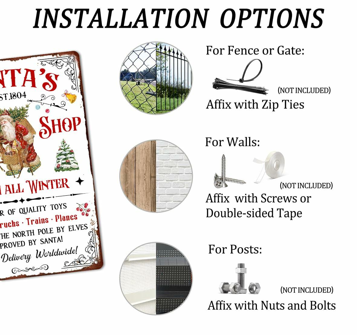 Tvdegse Santa's Toy Shop Metal Sign Retro Christmas Wall Decor 8x12 Inch