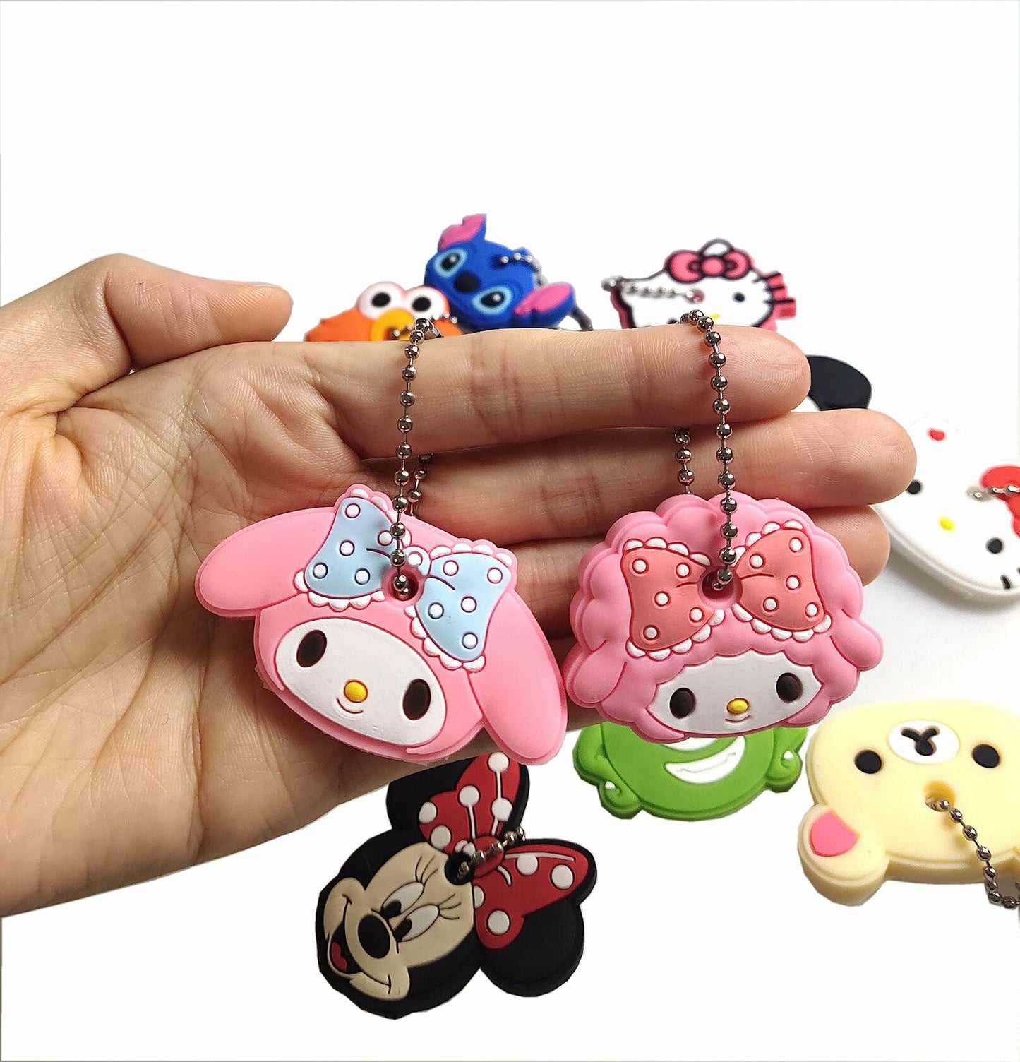 ZJU Cartoon Keyring Key Holder 14pcs Multi Color Metal 2in Animal Style