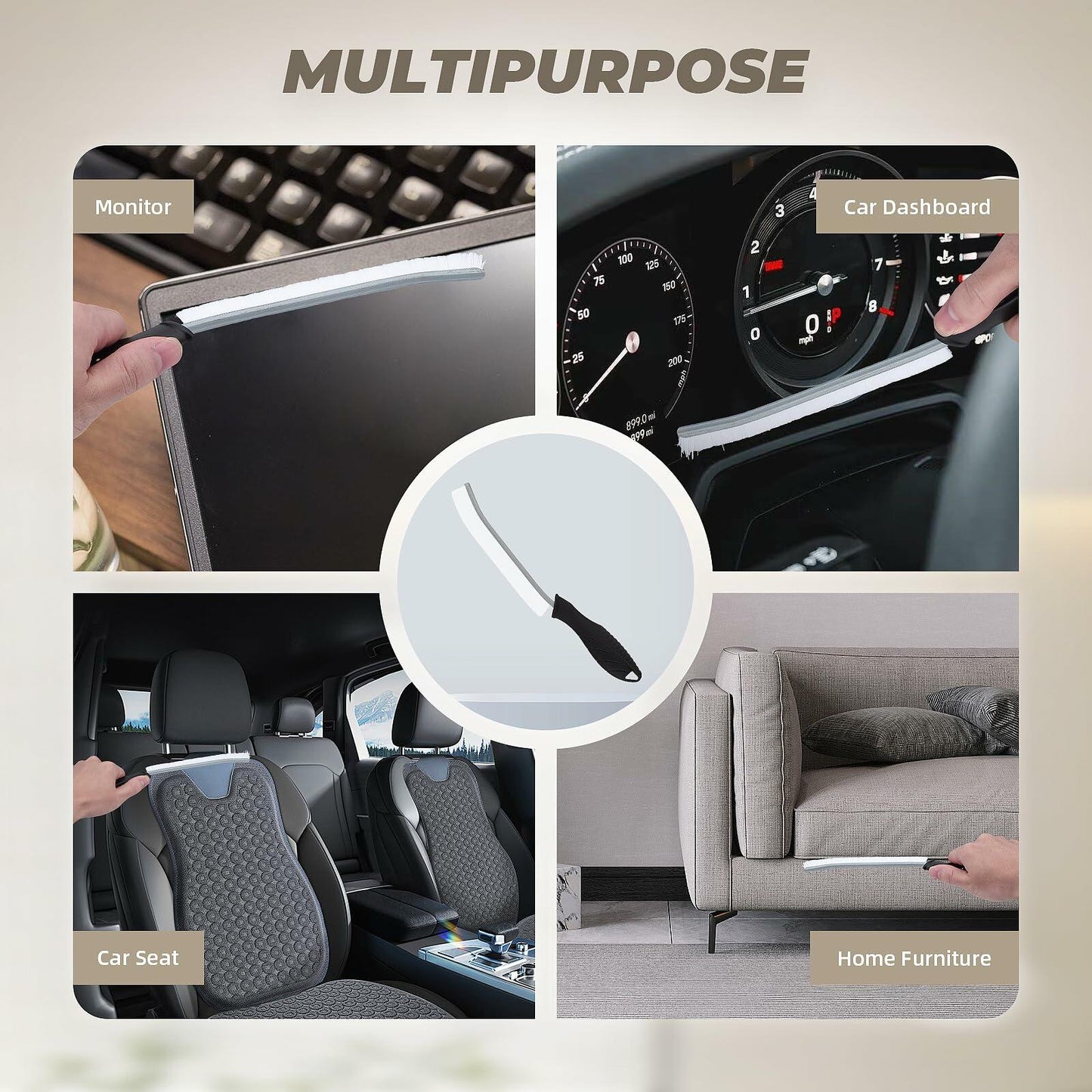 [Like New] KMOSENIA Crevice Cleaning Brush Set, Wire Brushes, Black/White, 3 pcs