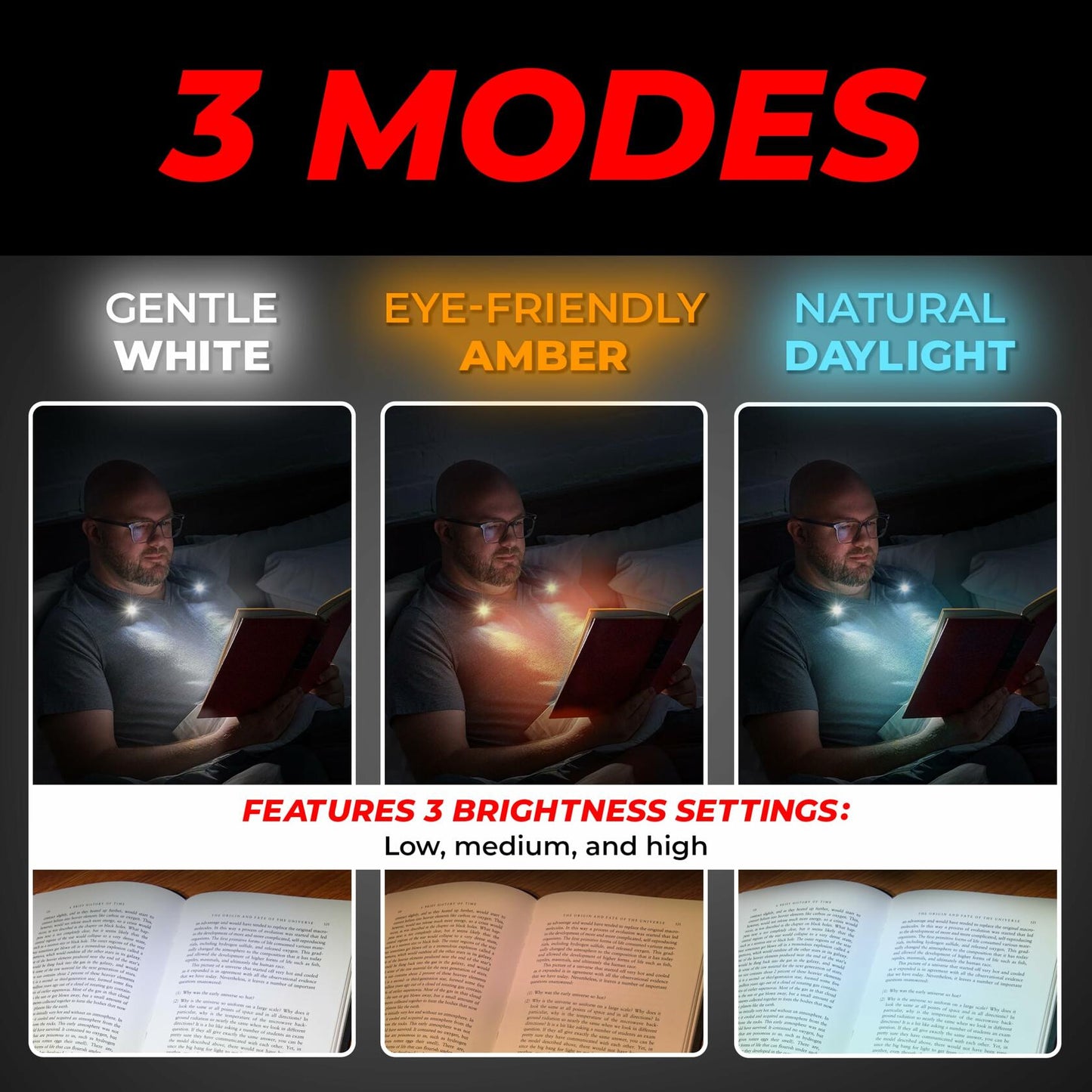 GearLight Rechargeable Hands-Free Book Light Adjustable LED Gray Pack 1