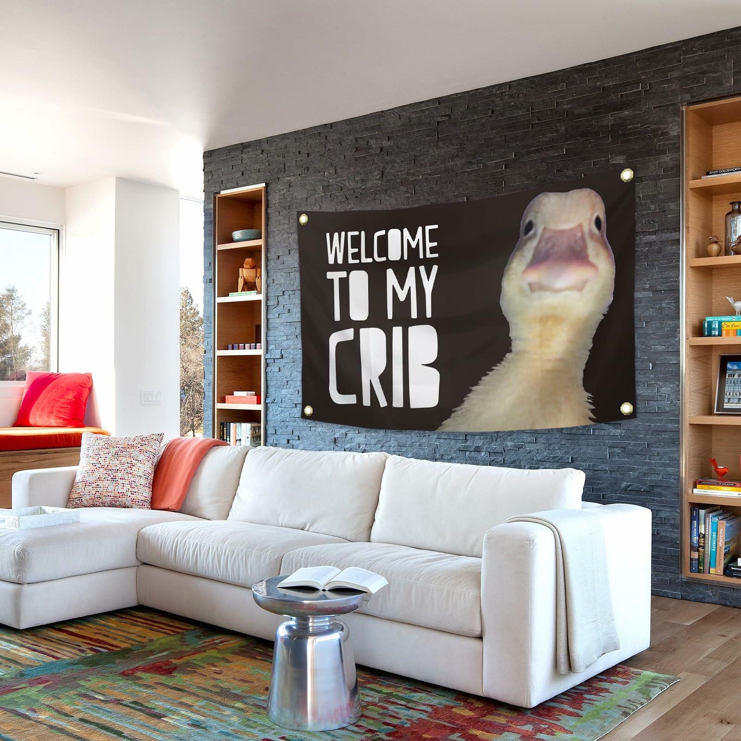 REwis Welcome To My Crib Flag 3x5ft Funny Dorm Room Wall Banner Decor