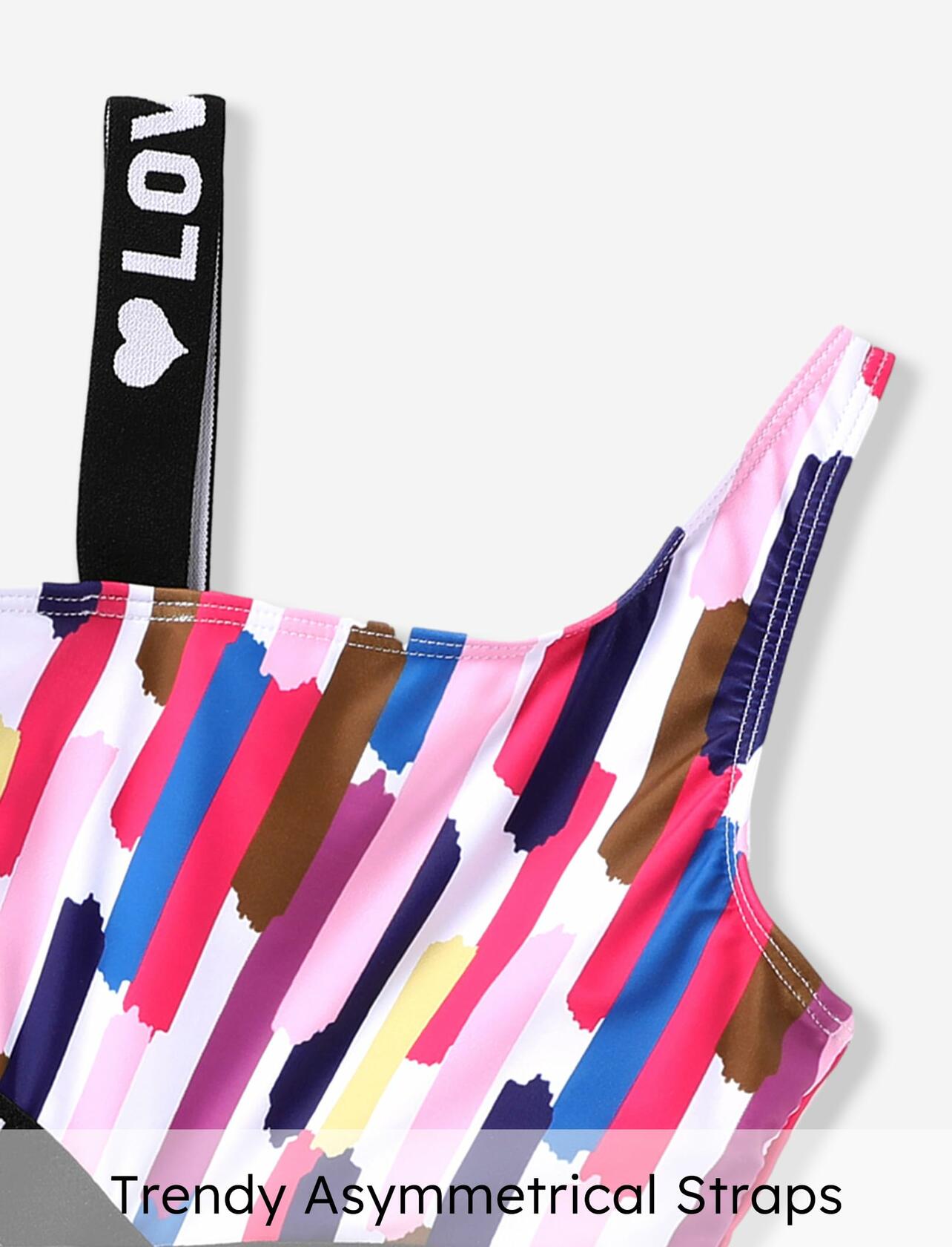 PATPAT Girls Tropical One Piece Swimsuit Bluegreen Size 8-9 Years