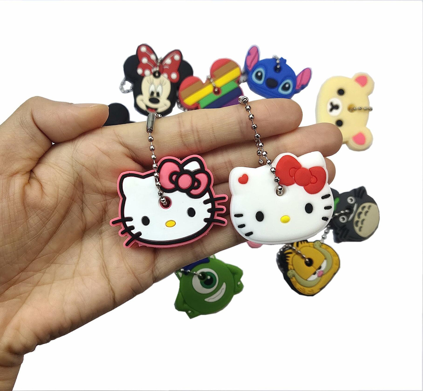 ZJU Cartoon Keyring Key Holder 14pcs Multi Color Metal 2in Animal Style