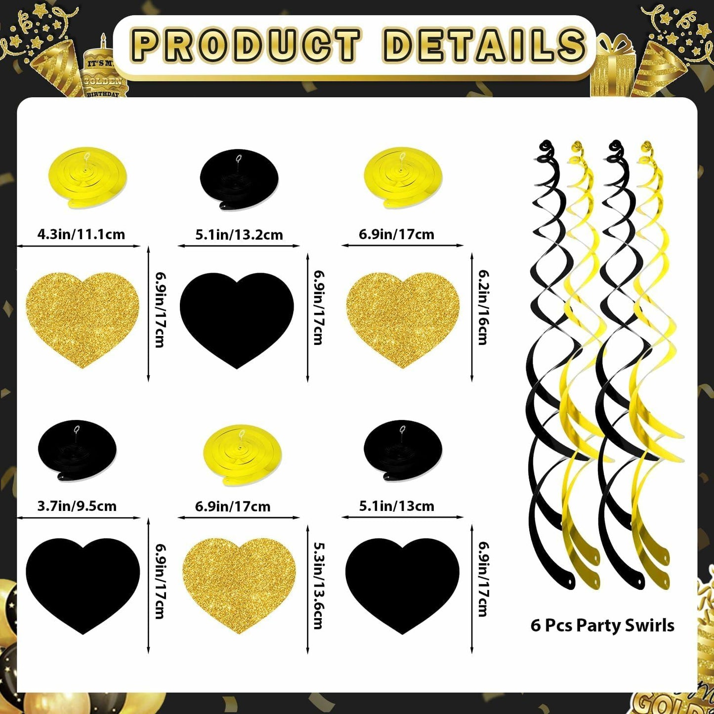 Yavxzvbw Retirement Party Decorations Glitter Gold Black Farewell