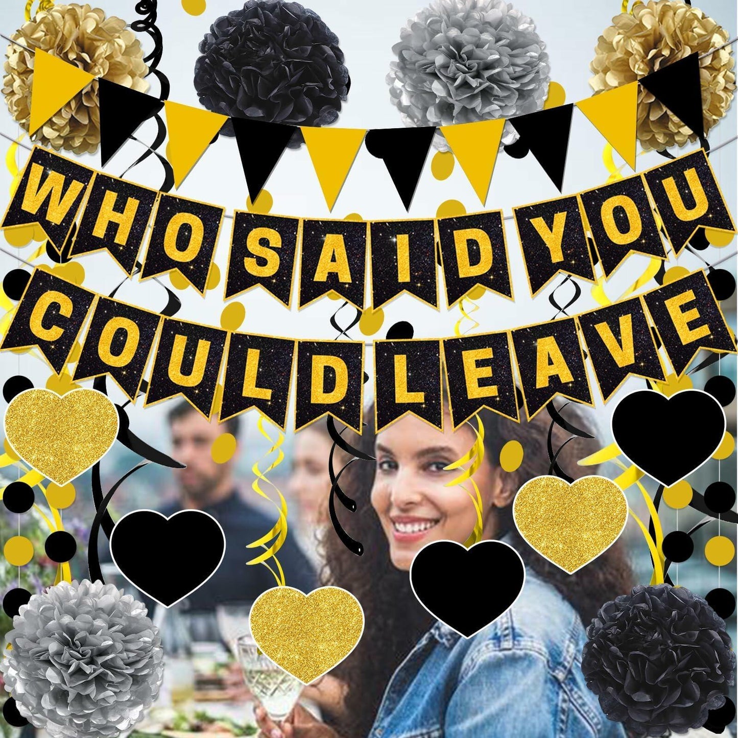 Yavxzvbw Retirement Party Decorations Glitter Gold Black Farewell