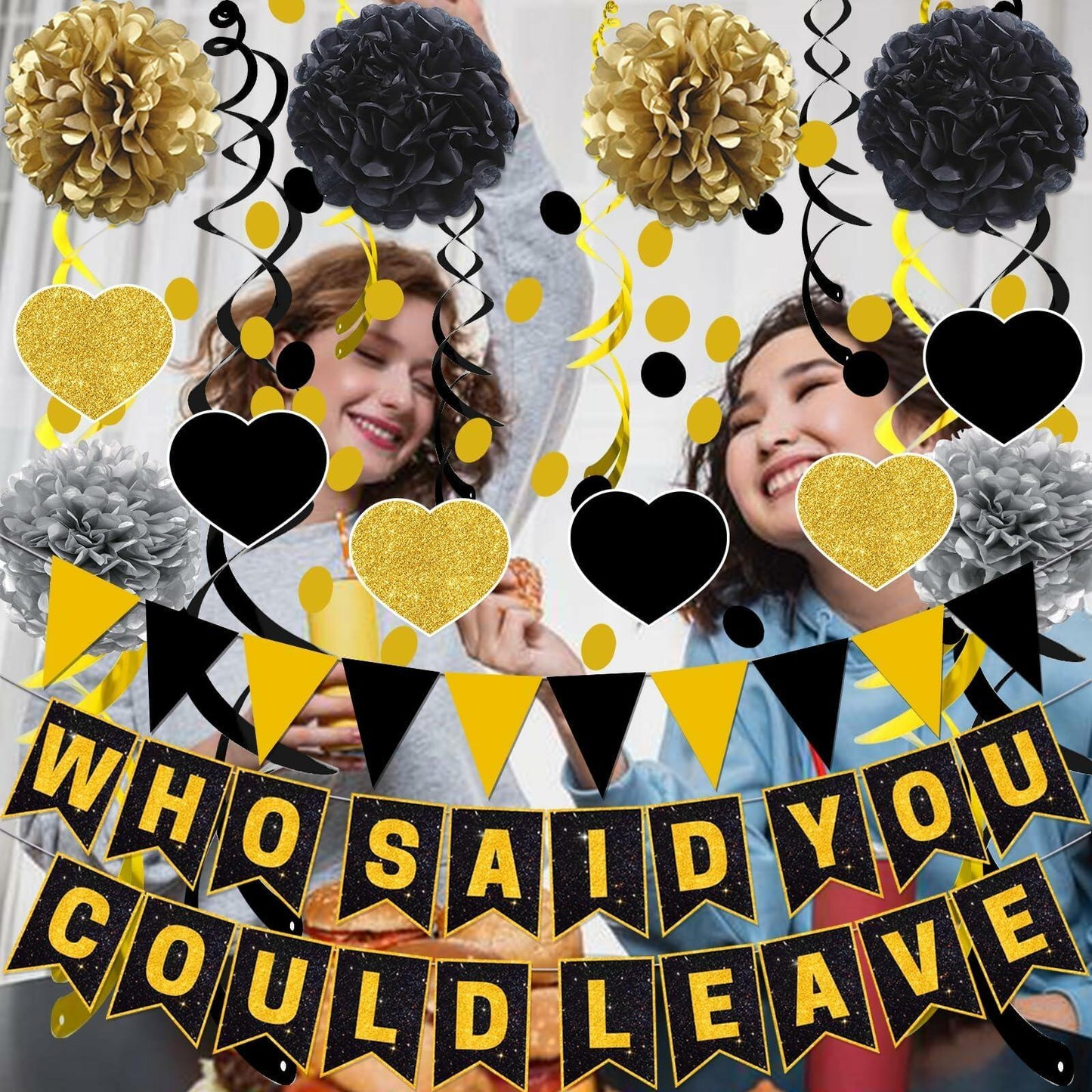 Yavxzvbw Retirement Party Decorations Glitter Gold Black Farewell