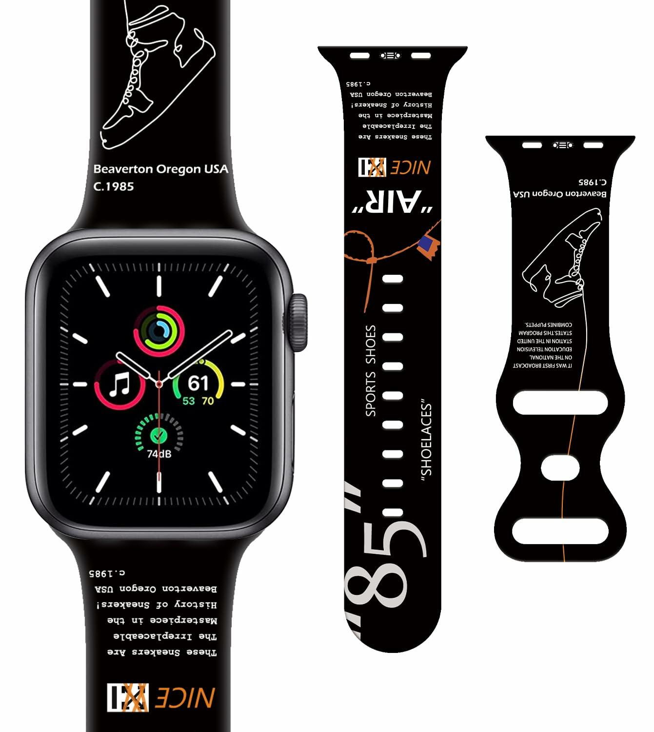 Sports Silicone Watch Bands Black Compatible with iWatch Series 1-9 42mm