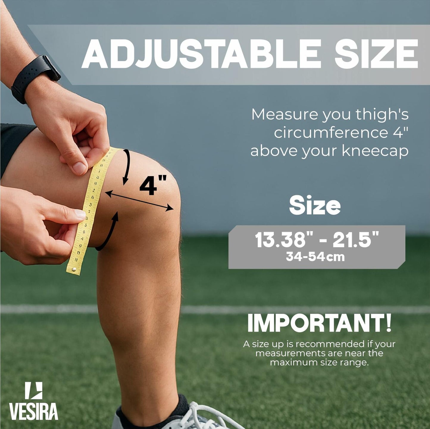 VESIRA Knee Brace Patellar Tendon Support Compression Sleeve Black
