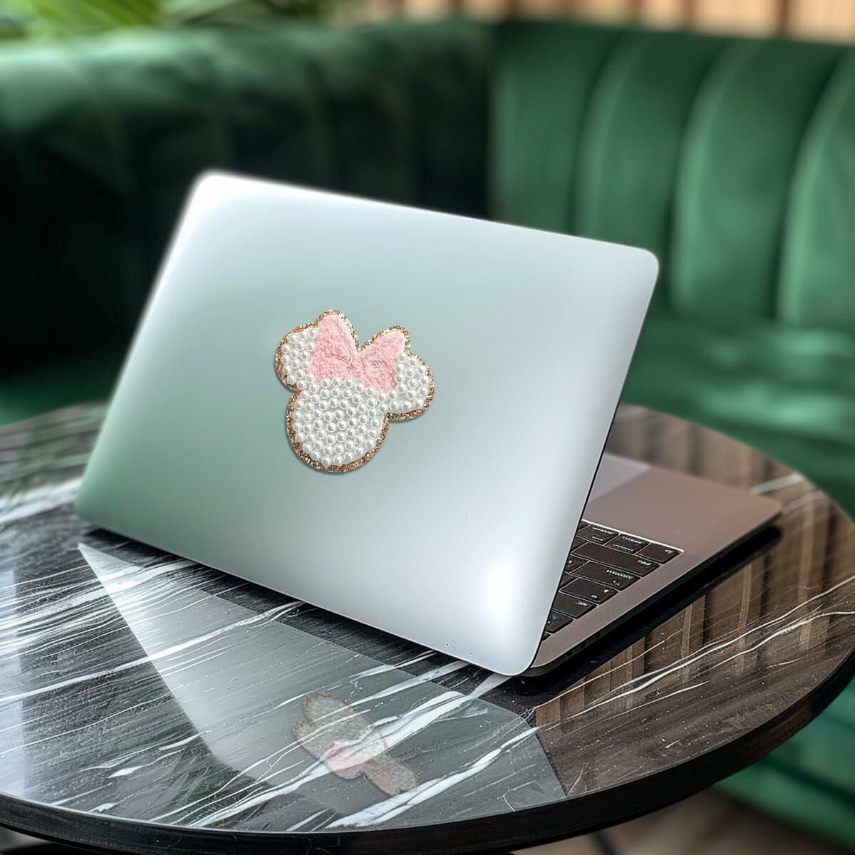 noxozoqm 2 Inch Bead Embroidered Patch Pink Pearl Glitter Edge 1Pc