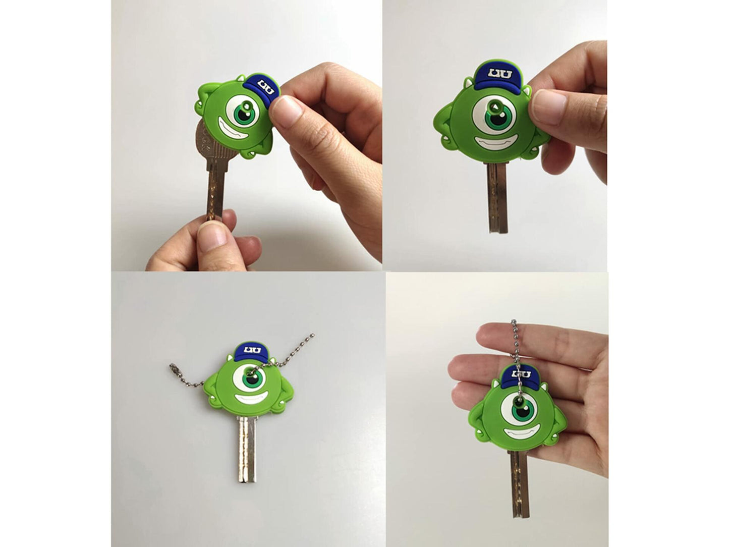 ZJU Cartoon Keyring Key Holder 14pcs Multi Color Metal 2in Animal Style