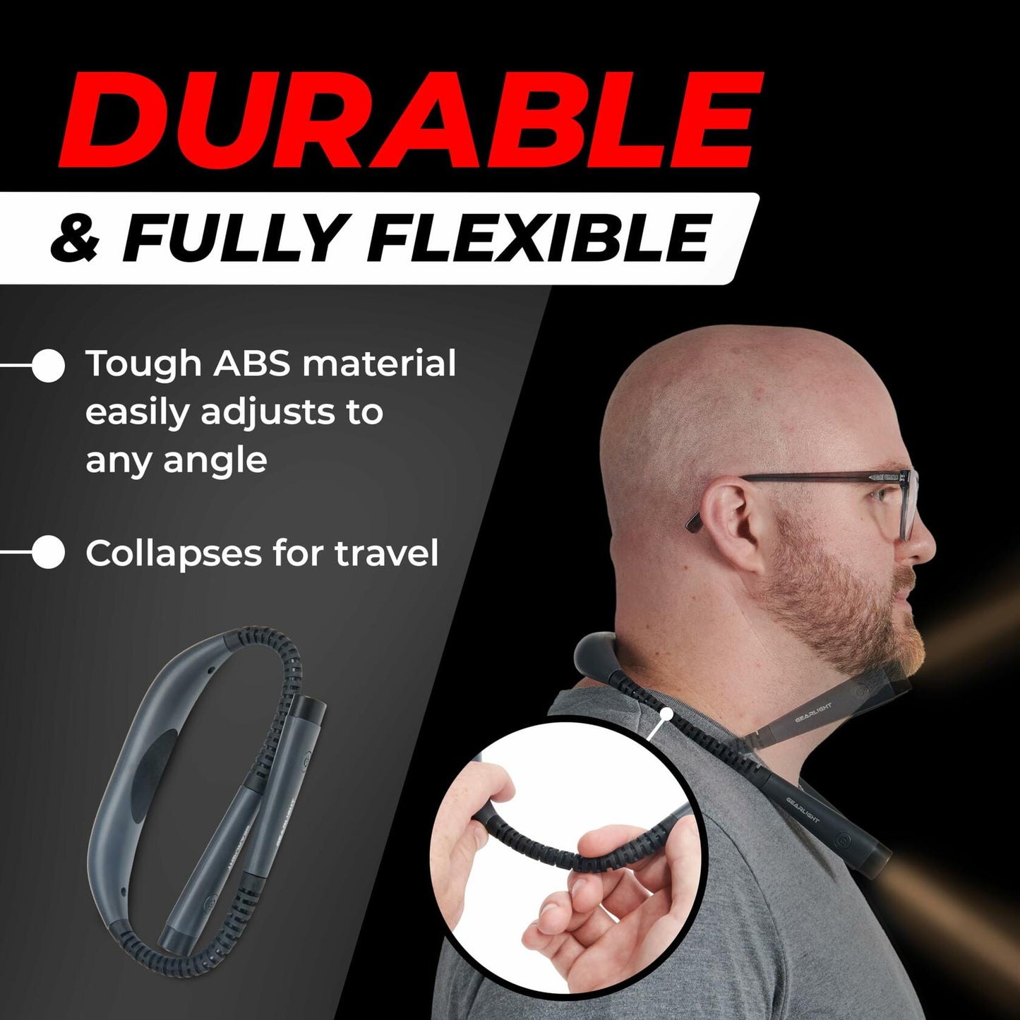 GearLight Rechargeable Hands-Free Book Light Adjustable LED Gray Pack 1