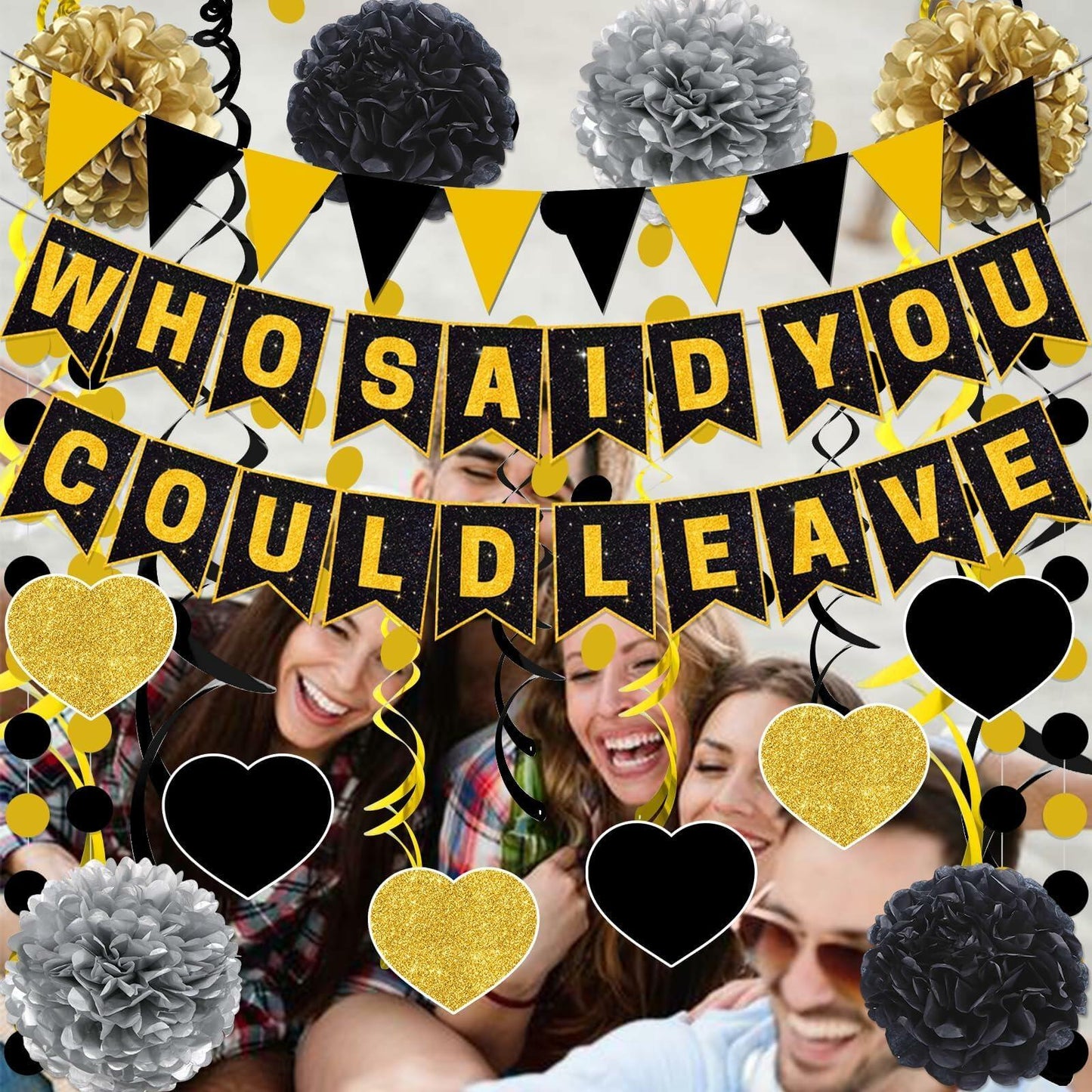 Yavxzvbw Retirement Party Decorations Glitter Gold Black Farewell