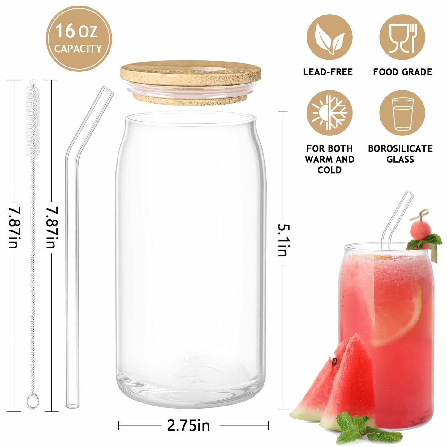 LeeSky 2 Pack Halloween Ghost Glass Tumblers 16Oz Pink Orange Lids Straws