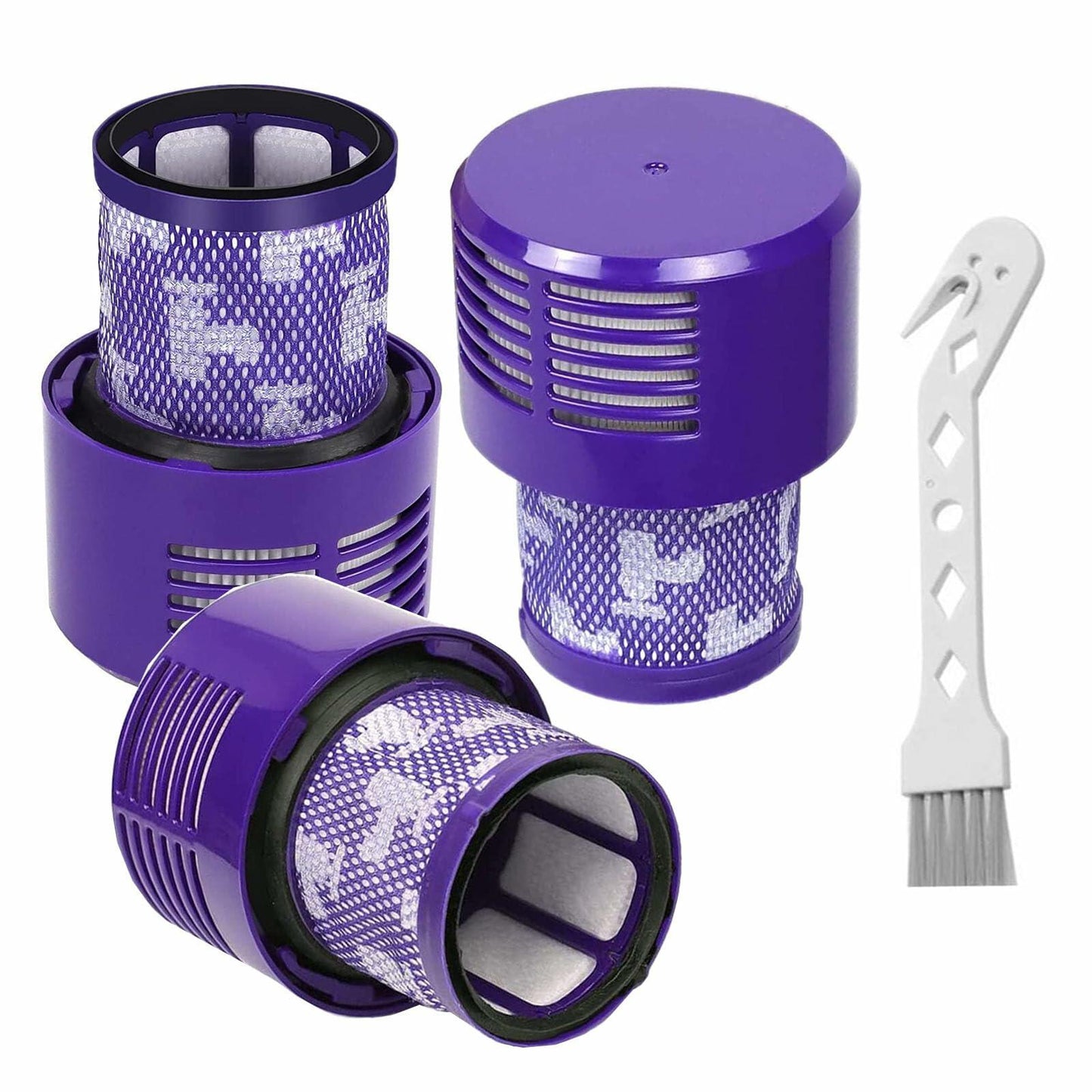 Pdoucgia Dyson V10 Vacuum Cleaner Replacement Filters 3 Pack Purple + Brush
