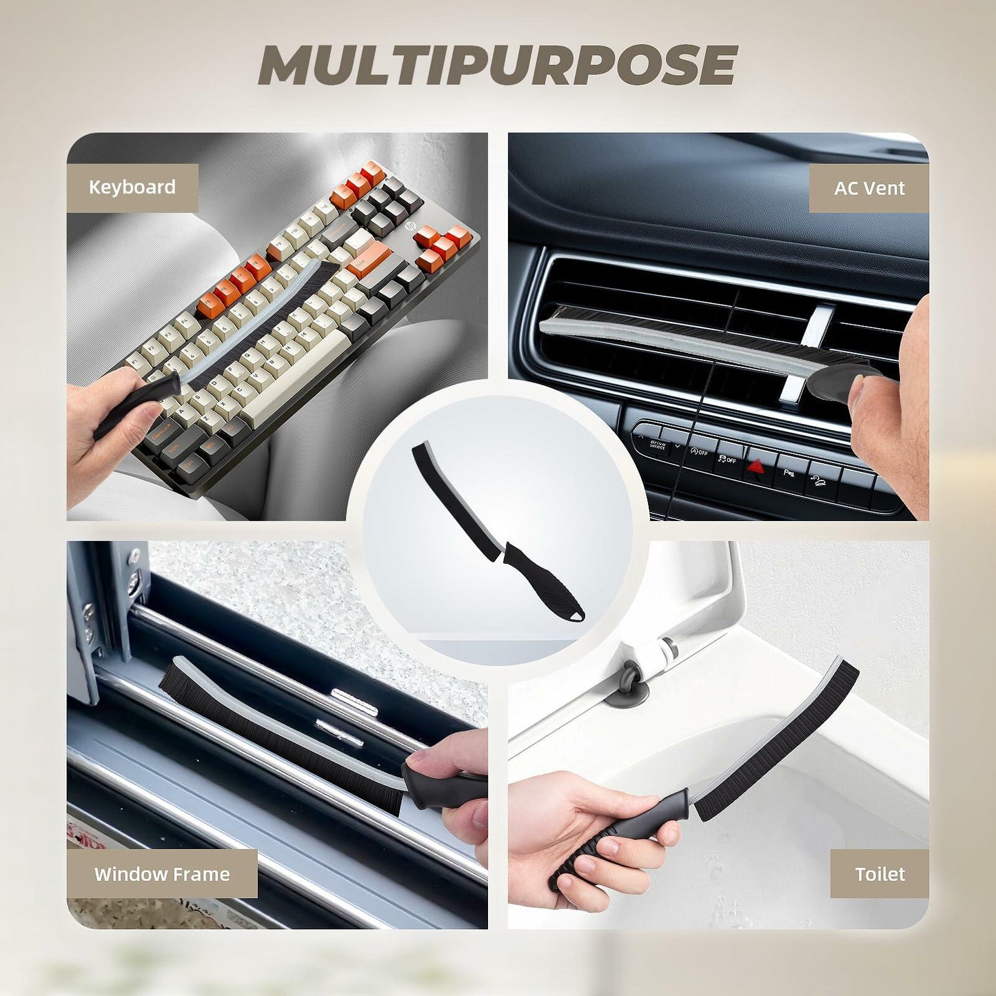 [Like New] KMOSENIA Crevice Cleaning Brush Set, Wire Brushes, Black/White, 3 pcs