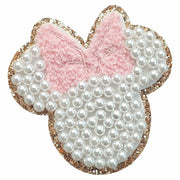 noxozoqm 2 Inch Bead Embroidered Patch Pink Pearl Glitter Edge 1Pc