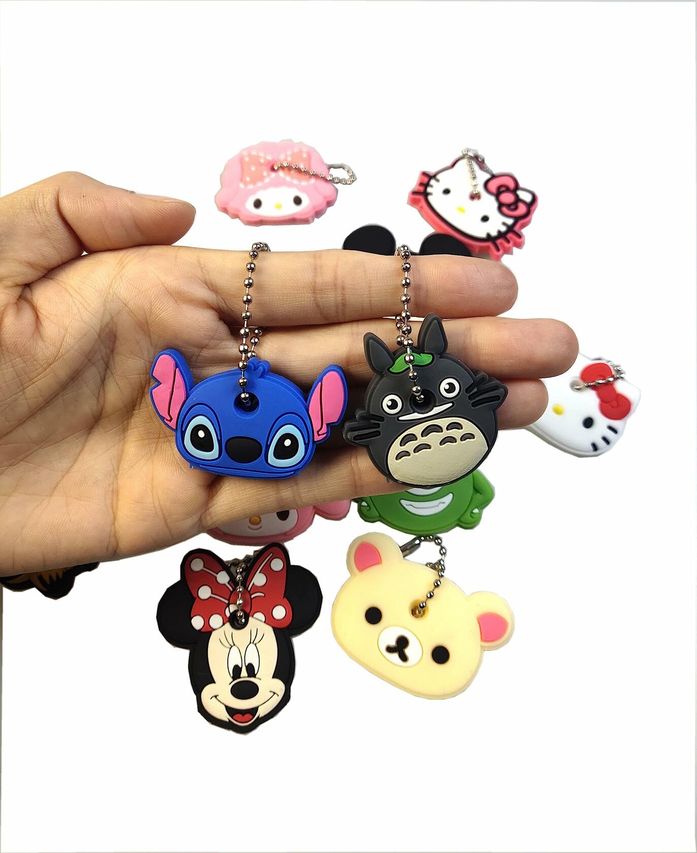 ZJU Cartoon Keyring Key Holder 14pcs Multi Color Metal 2in Animal Style