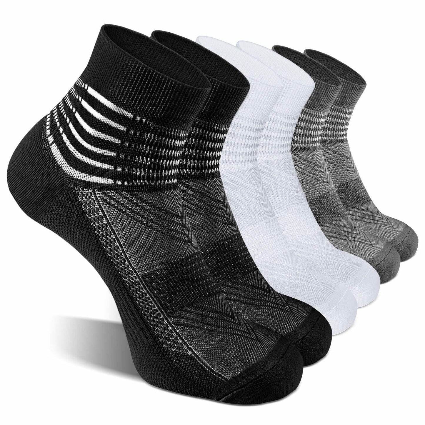 IRAMY Compression Ankle Socks 3 Pairs Black White Grey Size L