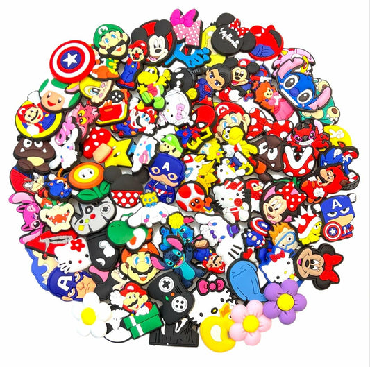 YAOYAO 100pcs Multicolor 3D PVC Shoe Charms Water Resistant Set