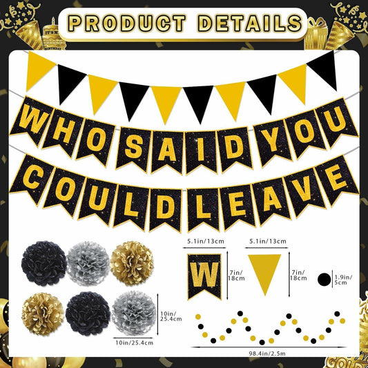 Yavxzvbw Retirement Party Decorations Glitter Gold Black Farewell