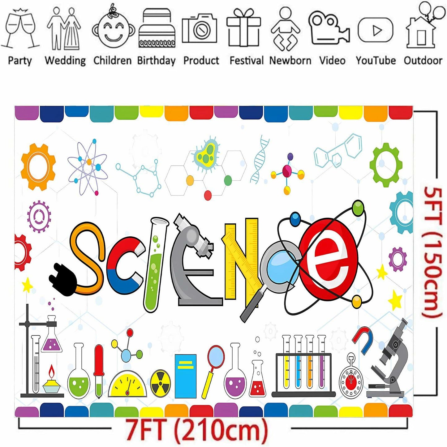 Generic Science Party Backdrop Chemical Themed Kids School Lab Blue 7x5 Ft