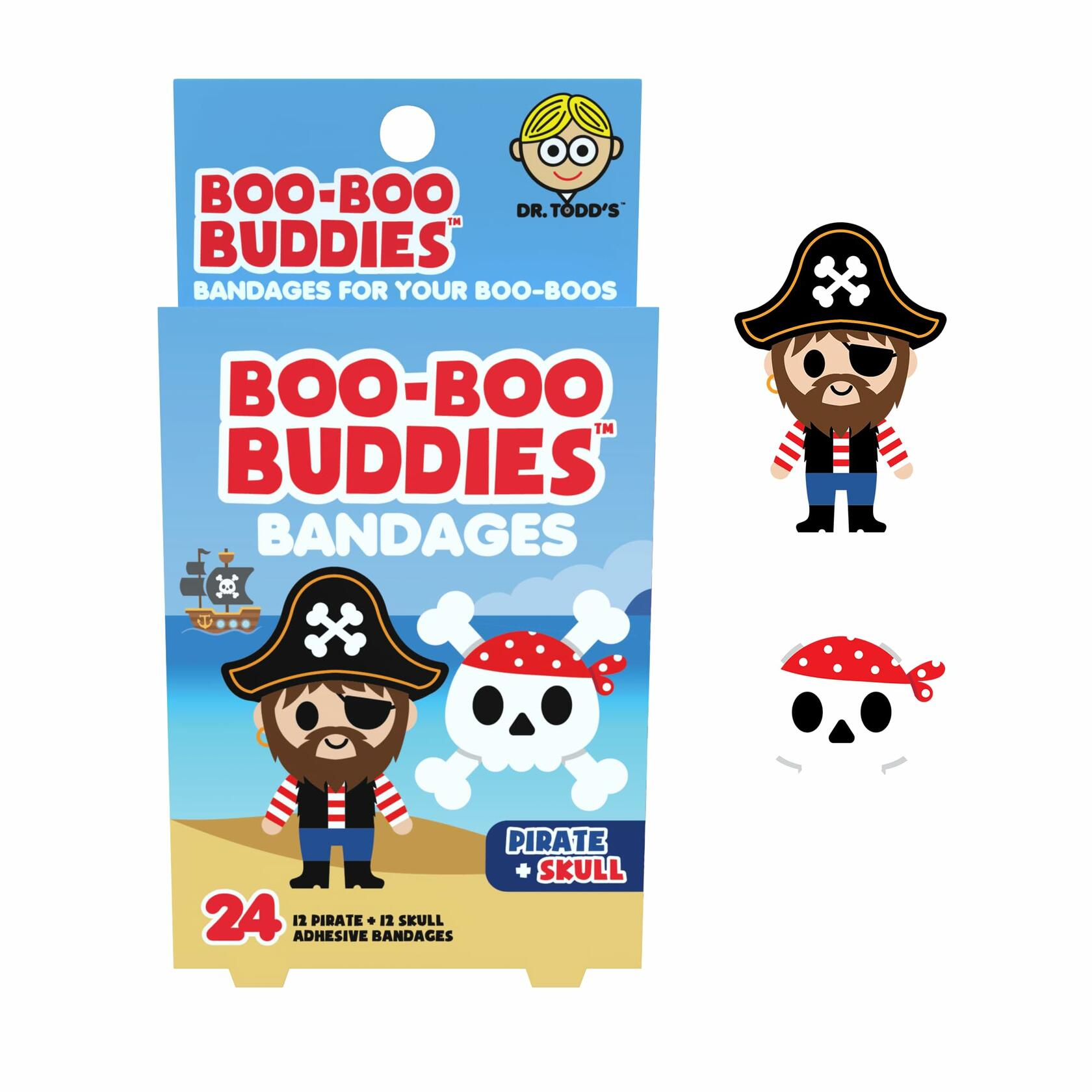Boo Boo Buddies Kids Adhesive Bandages Pirate Skull Style 24 Count