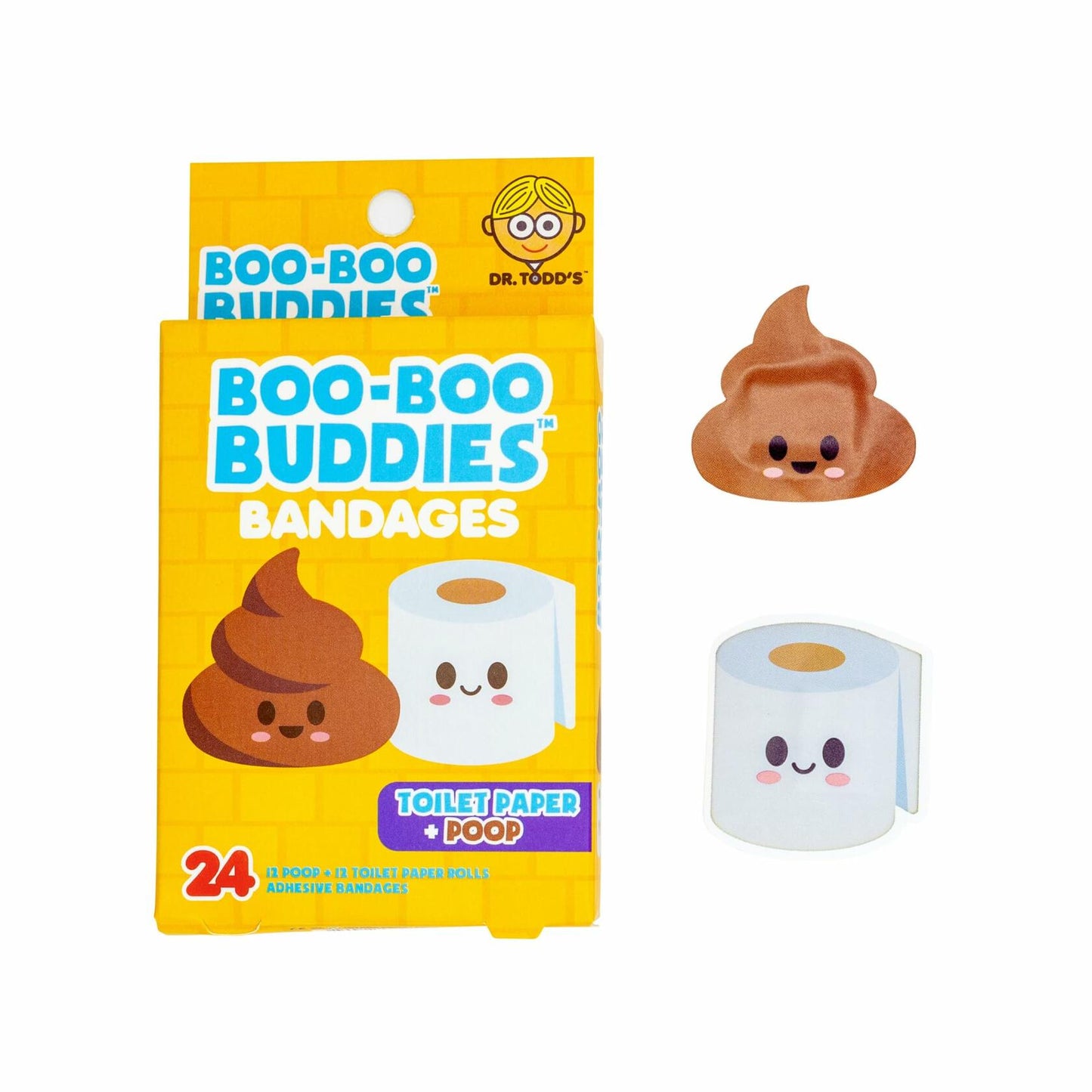 Boo Boo Buddies Kids Adhesive Bandages Sterile 24 Pcs Toilet Paper Poop