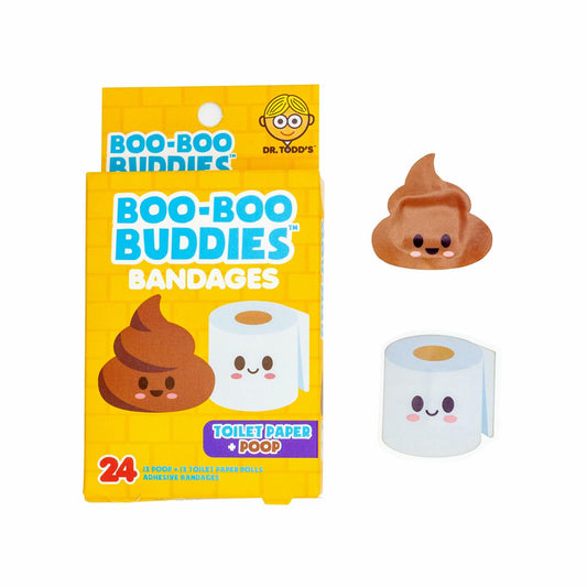 Boo Boo Buddies Kids Adhesive Bandages Sterile 24 Pcs Toilet Paper Poop