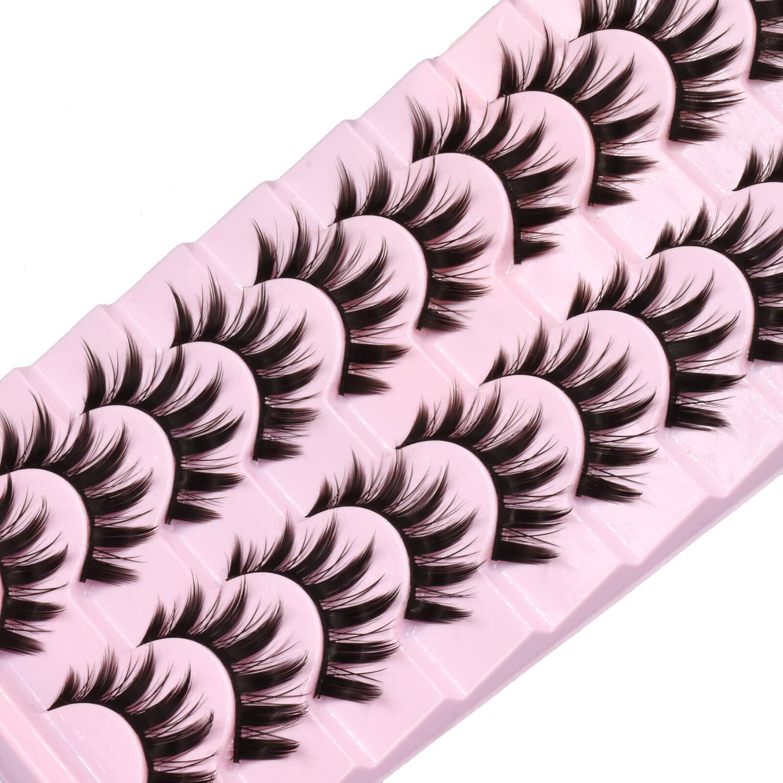 AUGENLI Manga Anime Cosplay Lashes Spiky 16mm Natural Black 10 Pairs A3