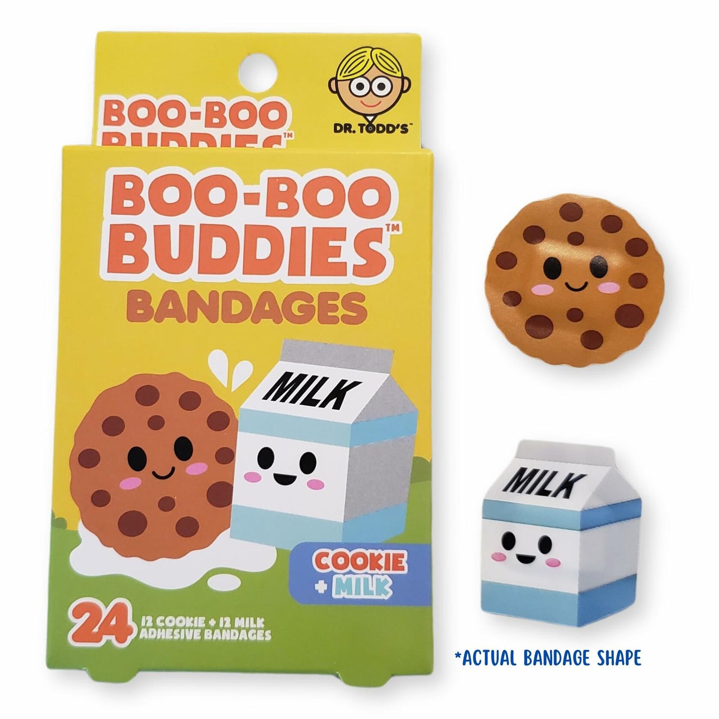 Boo Boo Buddies Kids Adhesive Bandages Sterile 24 Pcs Cookie + Milk