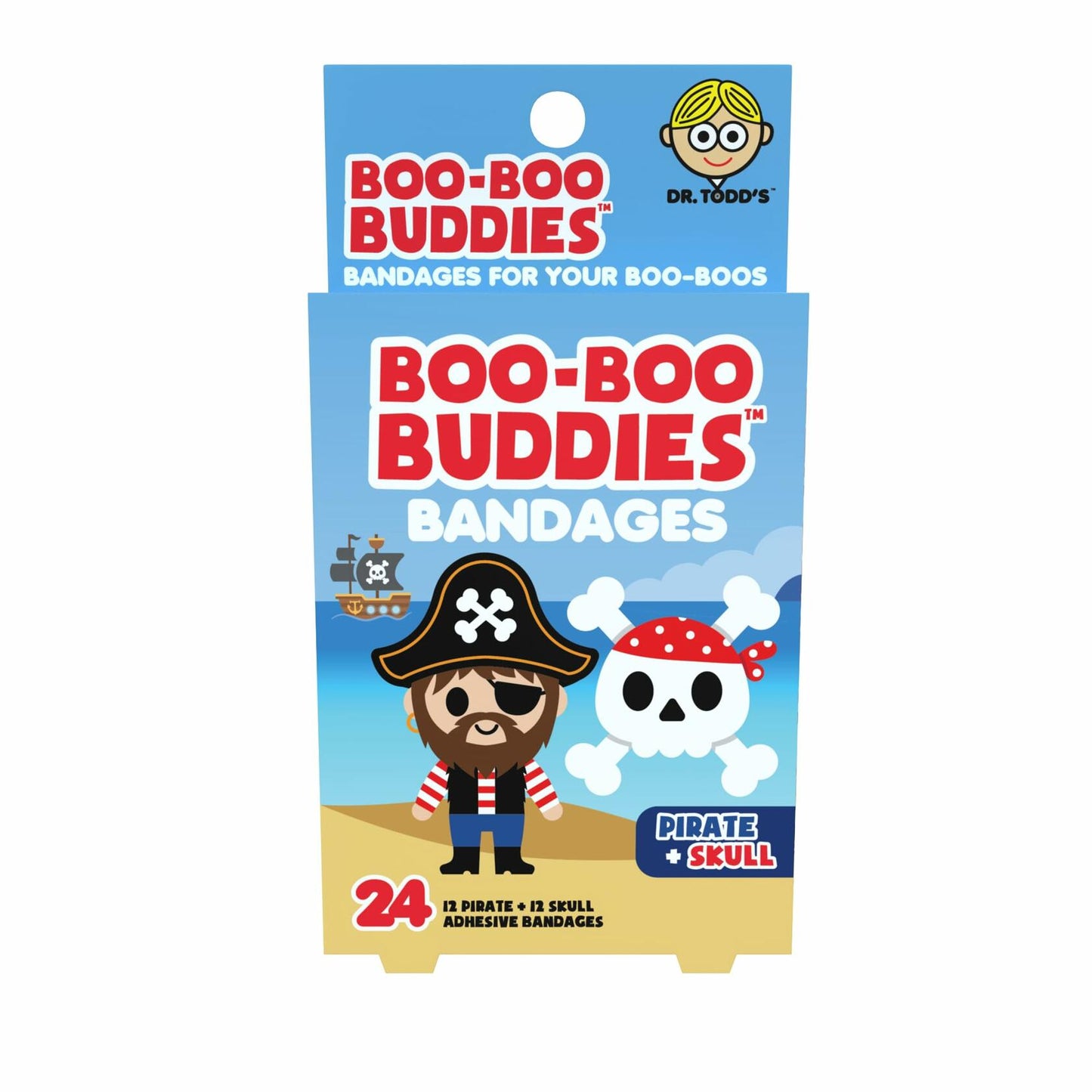 Boo Boo Buddies Kids Adhesive Bandages Pirate Skull Style 24 Count